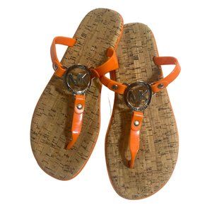 Michael Kors Charm Orange Jelly Thong Sandals 8